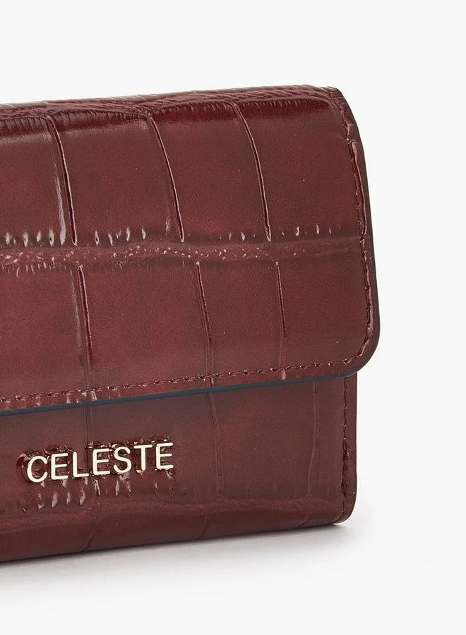 سيليست Textured Wallet with Button Closure